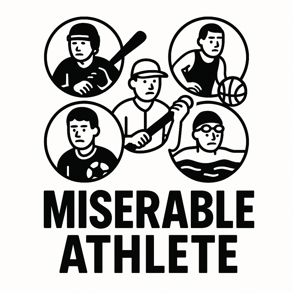 Miserable Athlete logo with multiple miserable athletes